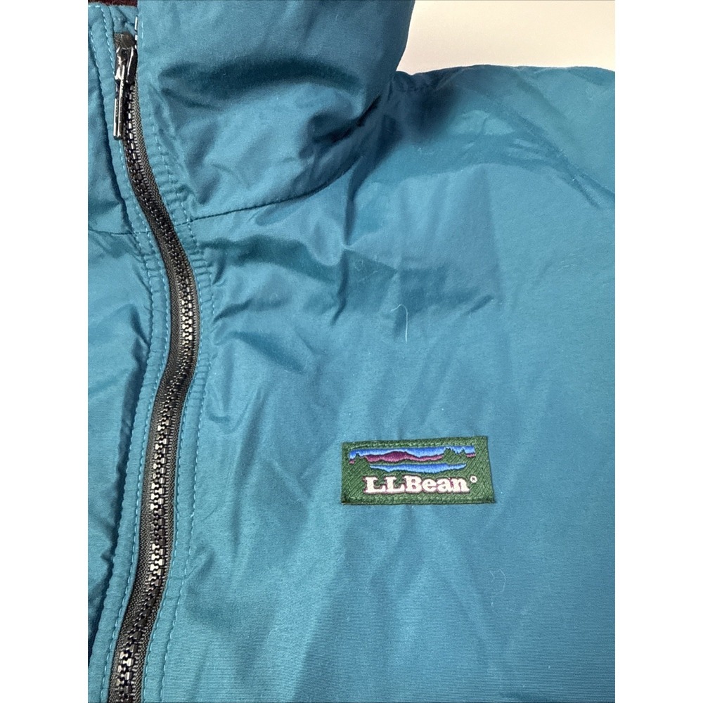 Vintage 90s LL BEAN Warm-Up Jacket Teal Maroon Liner Fleece Mens LARGE Retro 2j - Picture 2 of 10